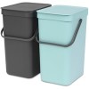 Мусорное ведро Brabantia Sort & Go 2 x 16 л (мятный/серый)
